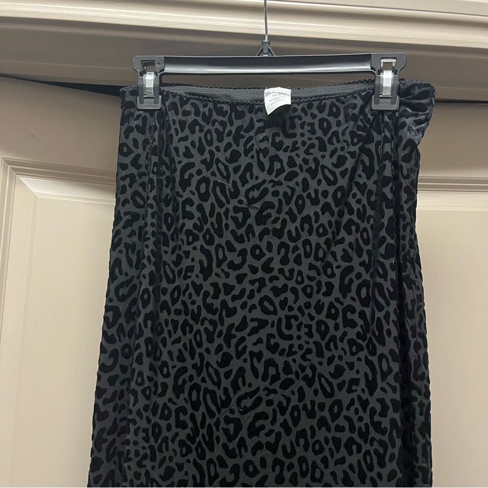 Leopard Print Long Black Skirt